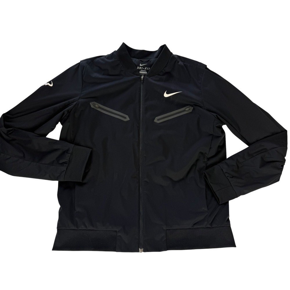 Nike Court Rafael Nadal Premier Jacket Black Dri-FIT Mens Large Bomber Zip